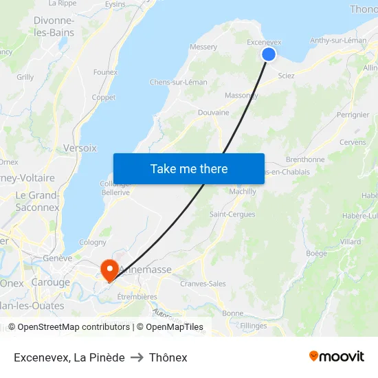 Excenevex, La Pinède to Thônex map