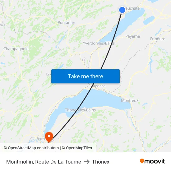 Montmollin, Route De La Tourne to Thônex map