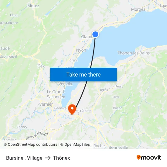 Bursinel, Village to Thônex map