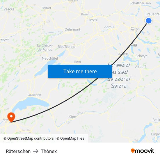 Räterschen to Thônex map