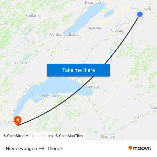 Niederwangen to Thônex map