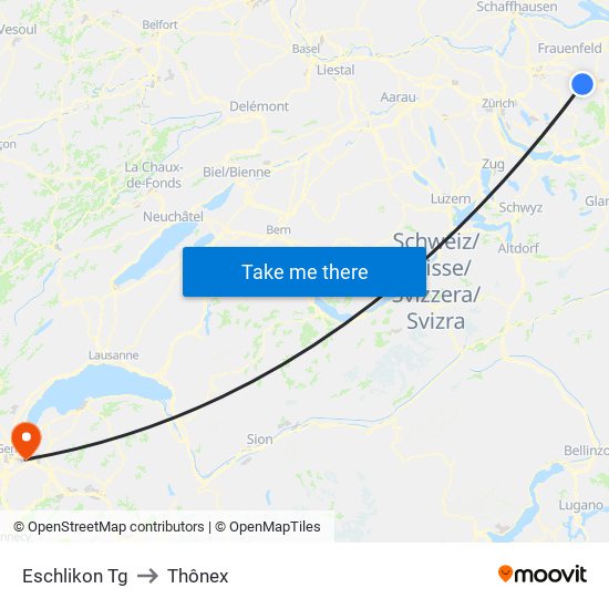 Eschlikon Tg to Thônex map