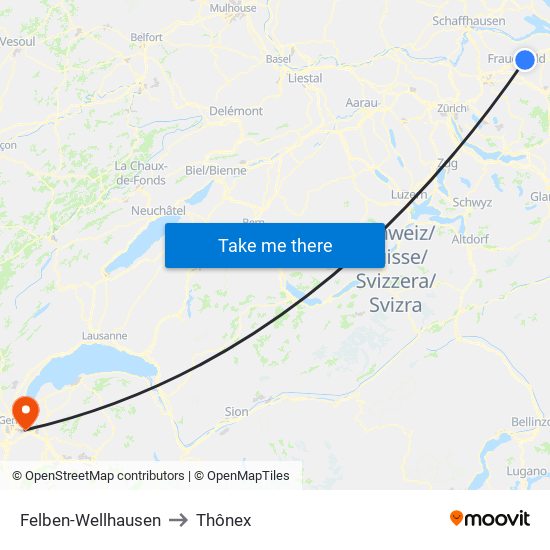 Felben-Wellhausen to Thônex map