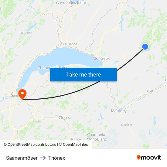 Saanenmöser to Thônex map