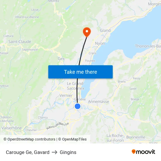 Carouge Ge, Gavard to Gingins map