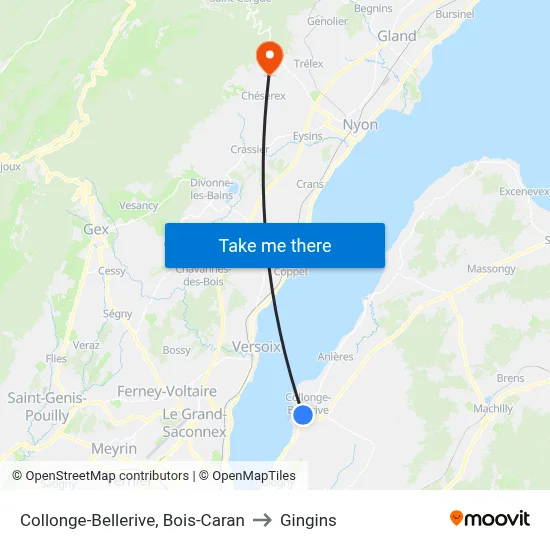 Collonge-Bellerive, Bois-Caran to Gingins map