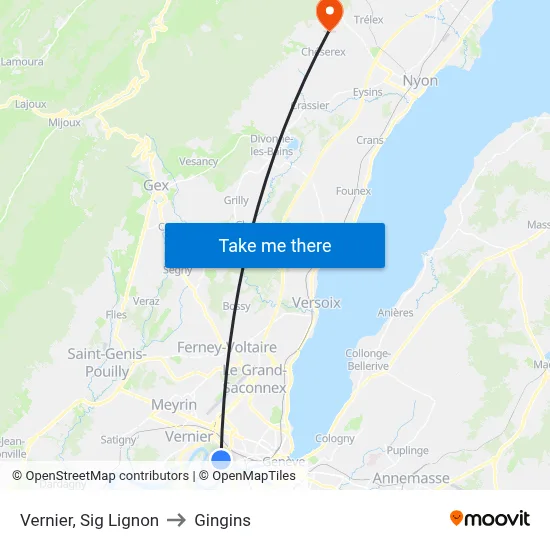 Vernier, Sig Lignon to Gingins map