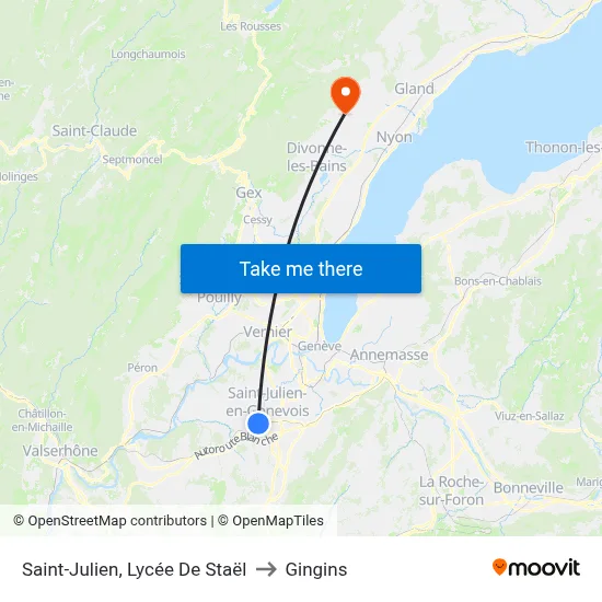 Saint-Julien, Lycée De Staël to Gingins map