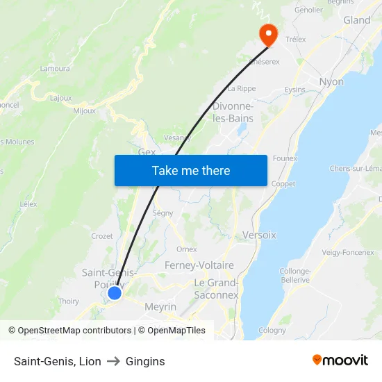 Saint-Genis, Lion to Gingins map
