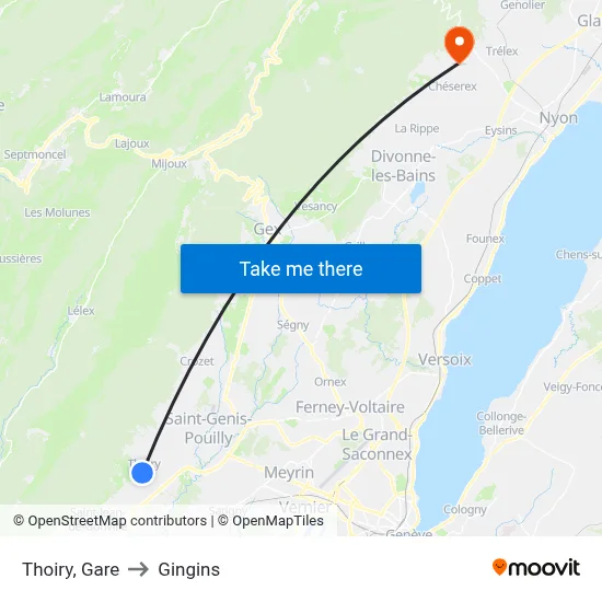 Thoiry, Gare to Gingins map