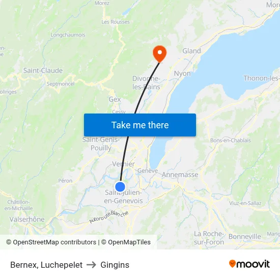 Bernex, Luchepelet to Gingins map