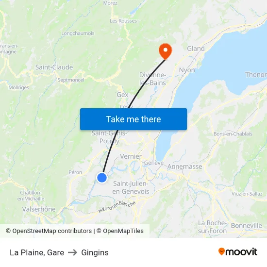 La Plaine, Gare to Gingins map
