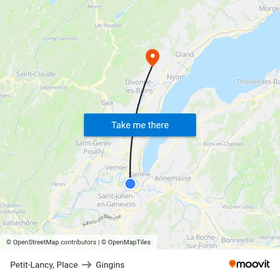 Petit-Lancy, Place to Gingins map