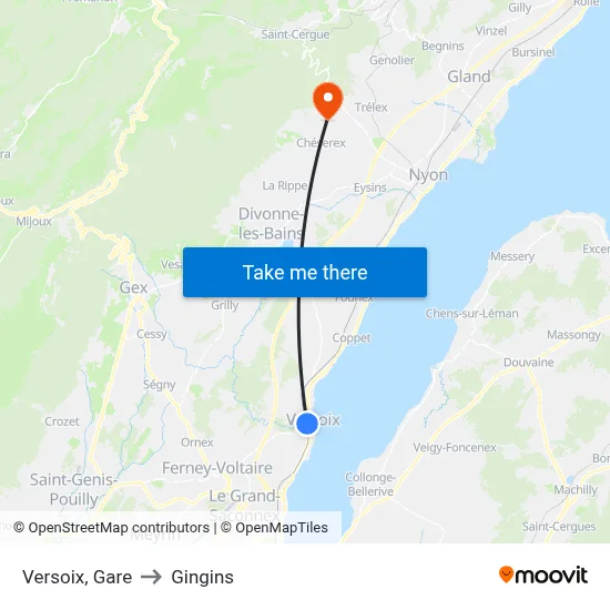 Versoix, Gare to Gingins map