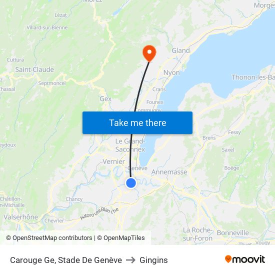 Carouge Ge, Stade De Genève to Gingins map