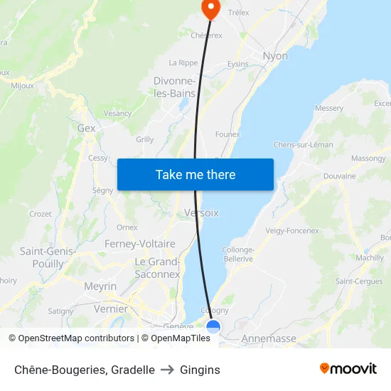 Chêne-Bougeries, Gradelle to Gingins map