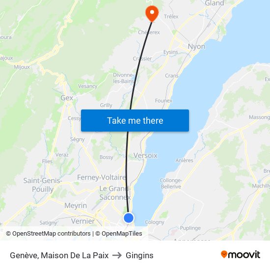 Genève, Maison De La Paix to Gingins map