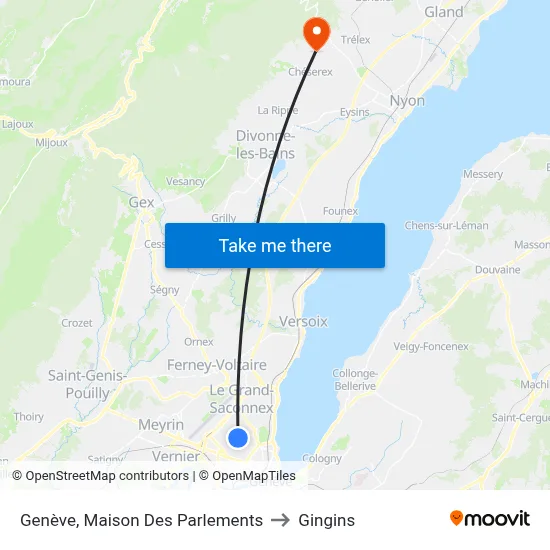 Genève, Maison Des Parlements to Gingins map