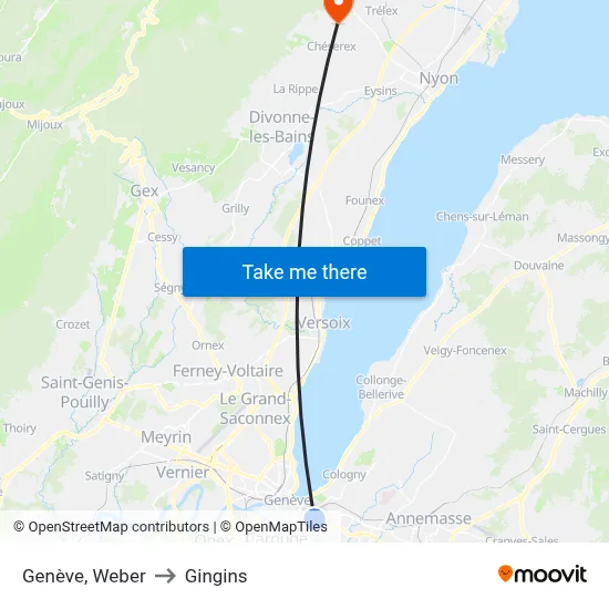 Genève, Weber to Gingins map