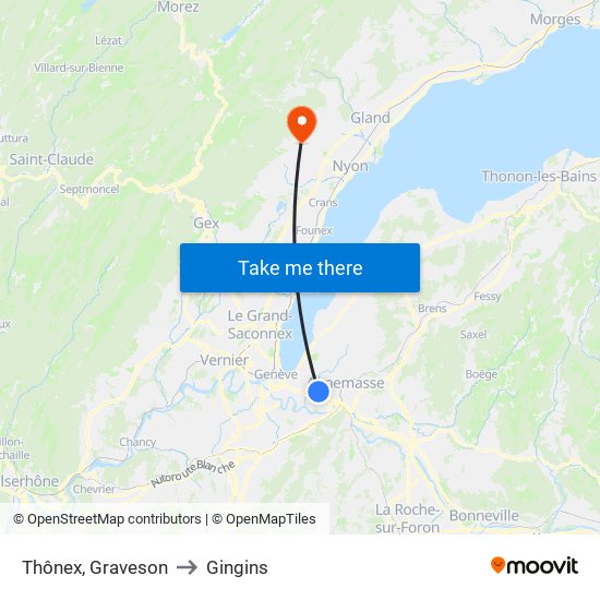 Thônex, Graveson to Gingins map
