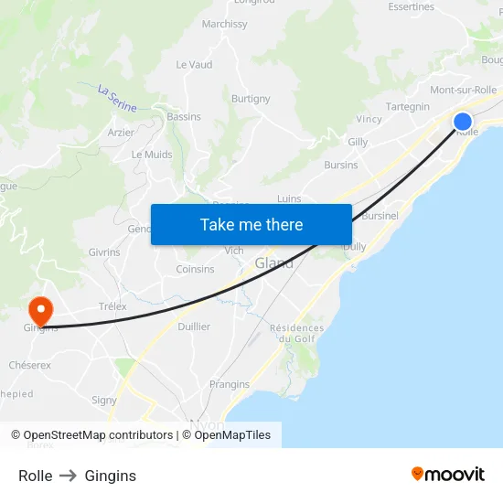 Rolle to Gingins map