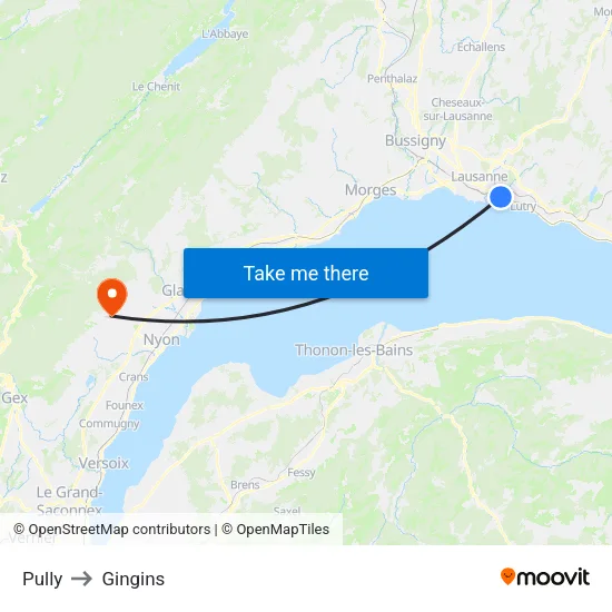 Pully to Gingins map