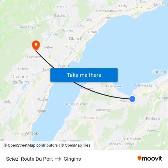 Sciez, Route Du Port to Gingins map
