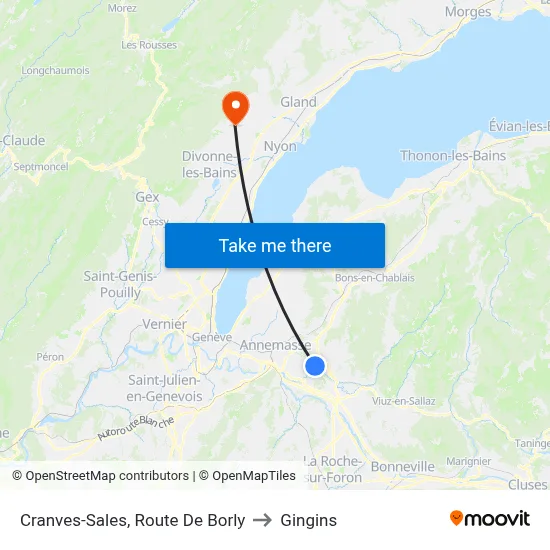 Cranves-Sales, Route De Borly to Gingins map