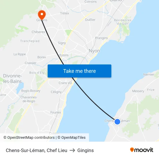 Chens-Sur-Léman, Chef Lieu to Gingins map