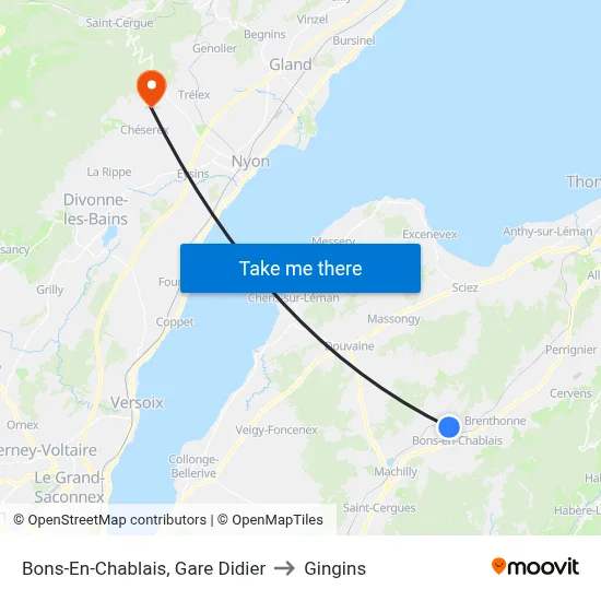 Bons-En-Chablais, Gare Didier to Gingins map