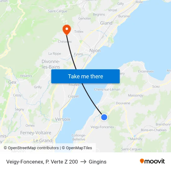 Veigy-Foncenex, P. Verte Z 200 to Gingins map