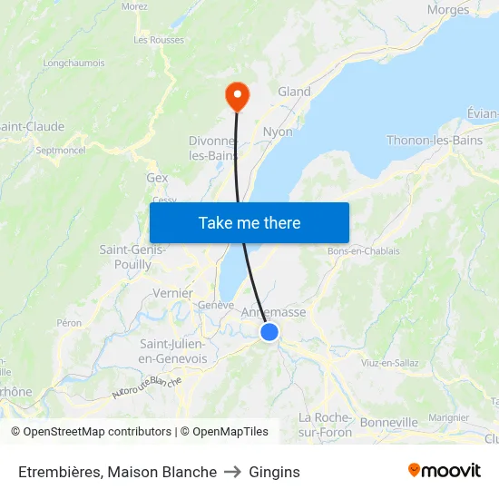 Etrembières, Maison Blanche to Gingins map