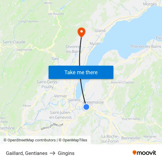 Gaillard, Gentianes to Gingins map