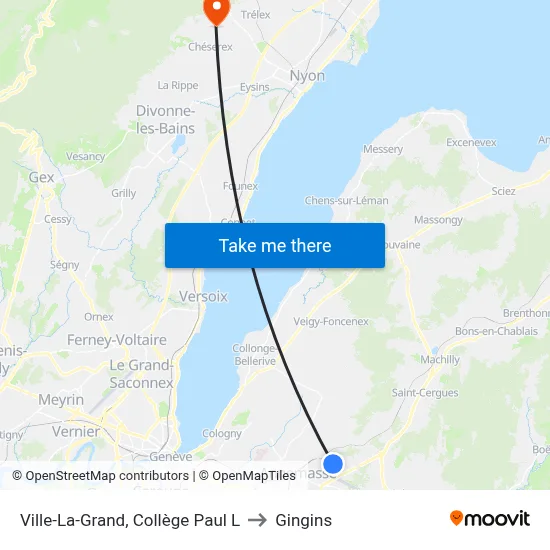 Ville-La-Grand, Collège Paul L to Gingins map