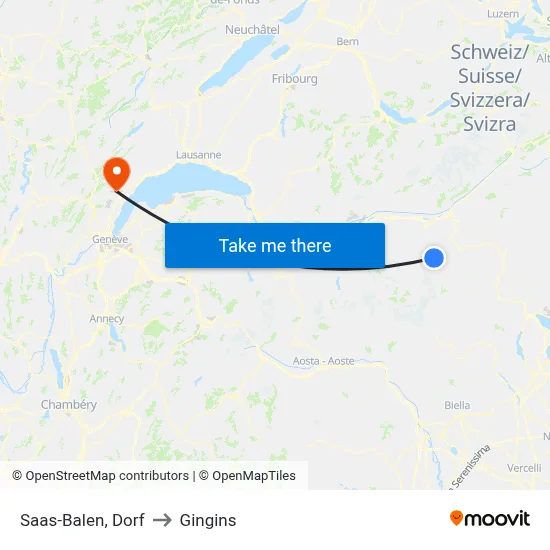 Saas-Balen, Dorf to Gingins map