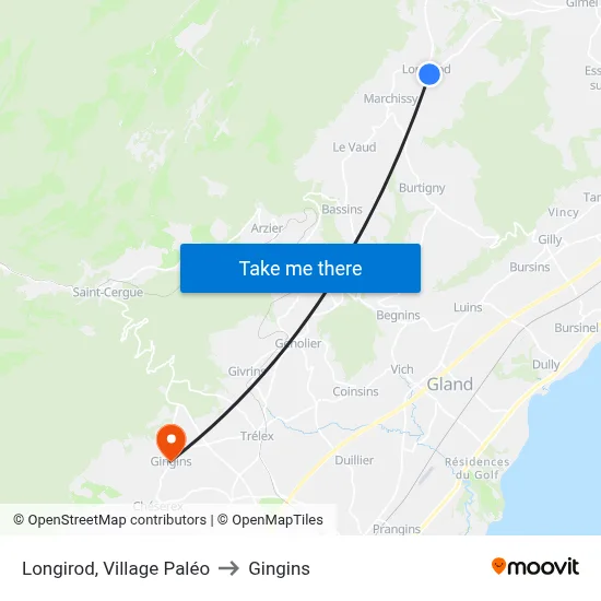 Longirod, Village Paléo to Gingins map