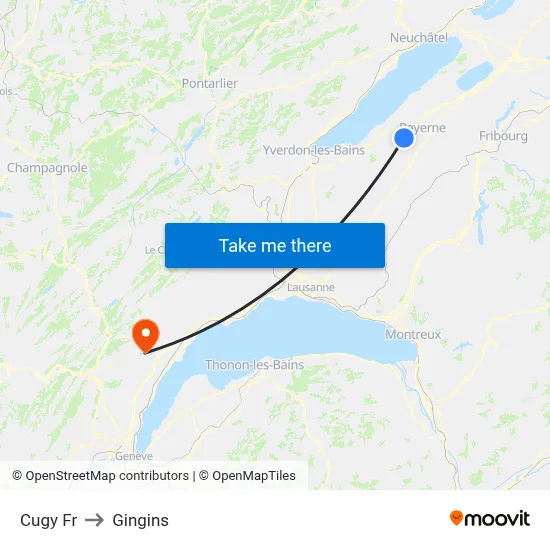 Cugy Fr to Gingins map