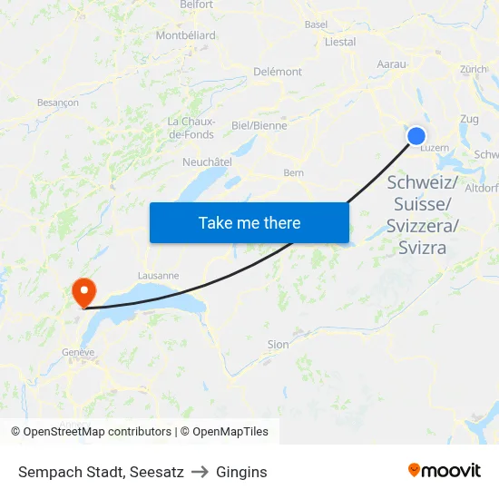 Sempach Stadt, Seesatz to Gingins map