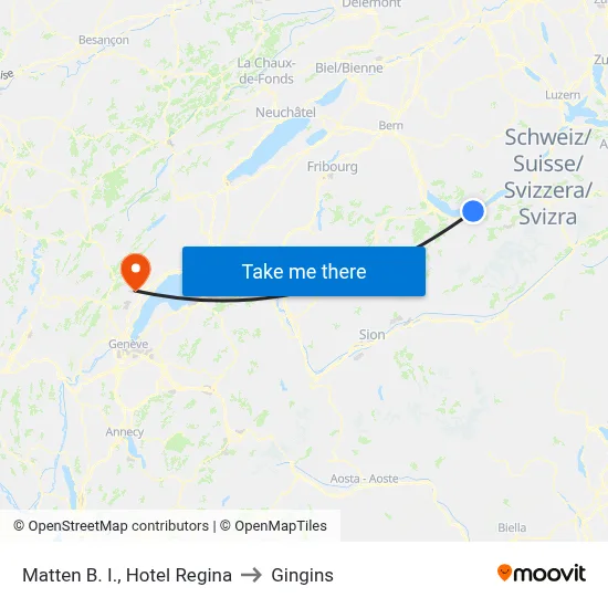 Matten B. I., Hotel Regina to Gingins map
