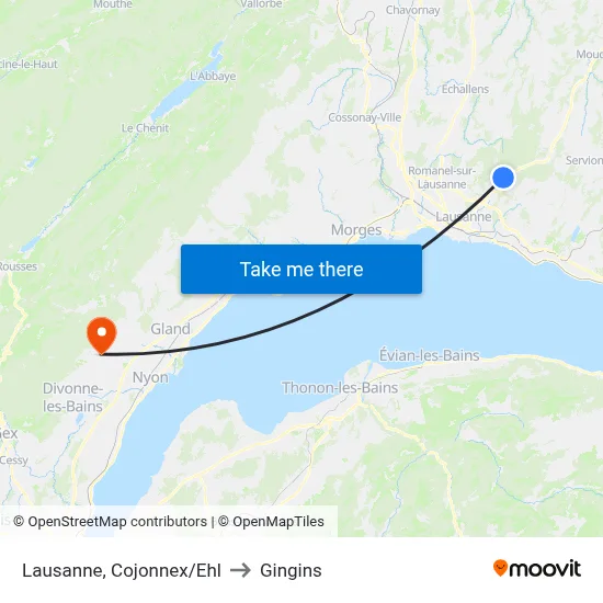 Lausanne, Cojonnex/Ehl to Gingins map