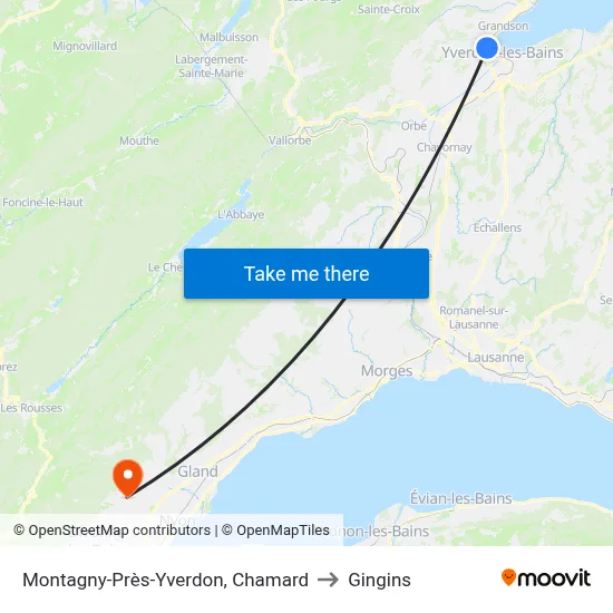 Montagny-Près-Yverdon, Chamard to Gingins map