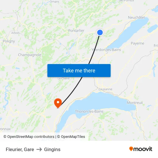 Fleurier, Gare to Gingins map