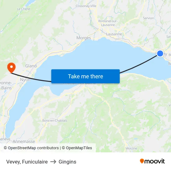 Vevey, Funiculaire to Gingins map