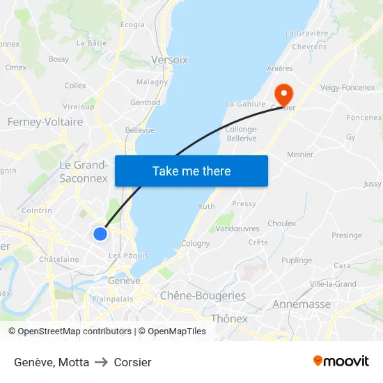 Genève, Motta to Corsier map