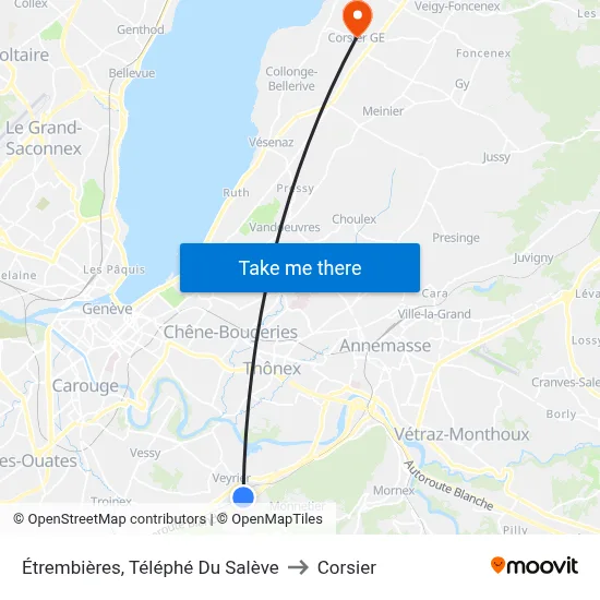 Étrembières, Téléphé Du Salève to Corsier map