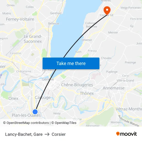 Lancy-Bachet, Gare to Corsier map
