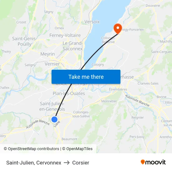 Saint-Julien, Cervonnex to Corsier map