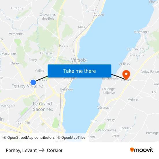Ferney, Levant to Corsier map