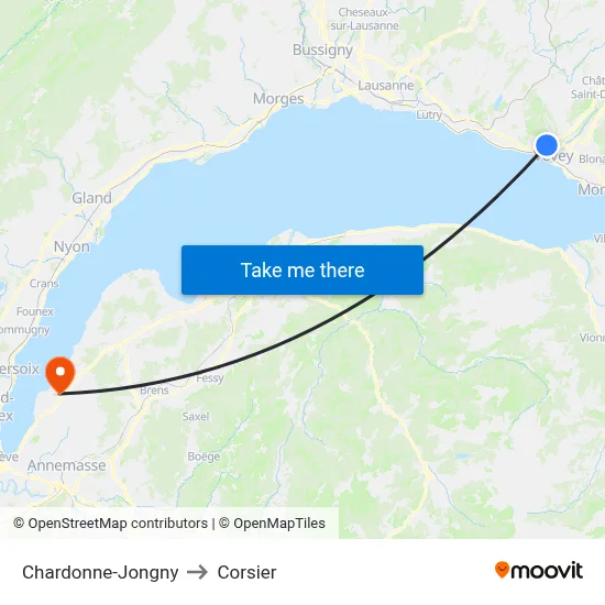 Chardonne-Jongny to Corsier map