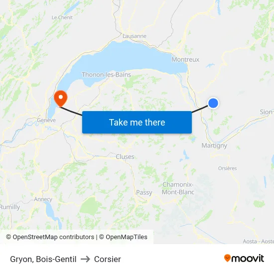 Gryon, Bois-Gentil to Corsier map